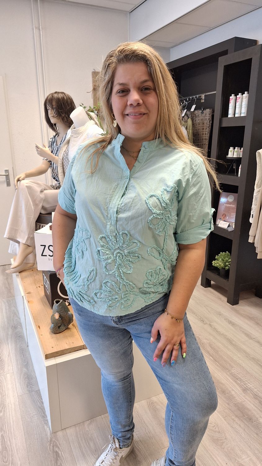 Linnen blouse Fay mint