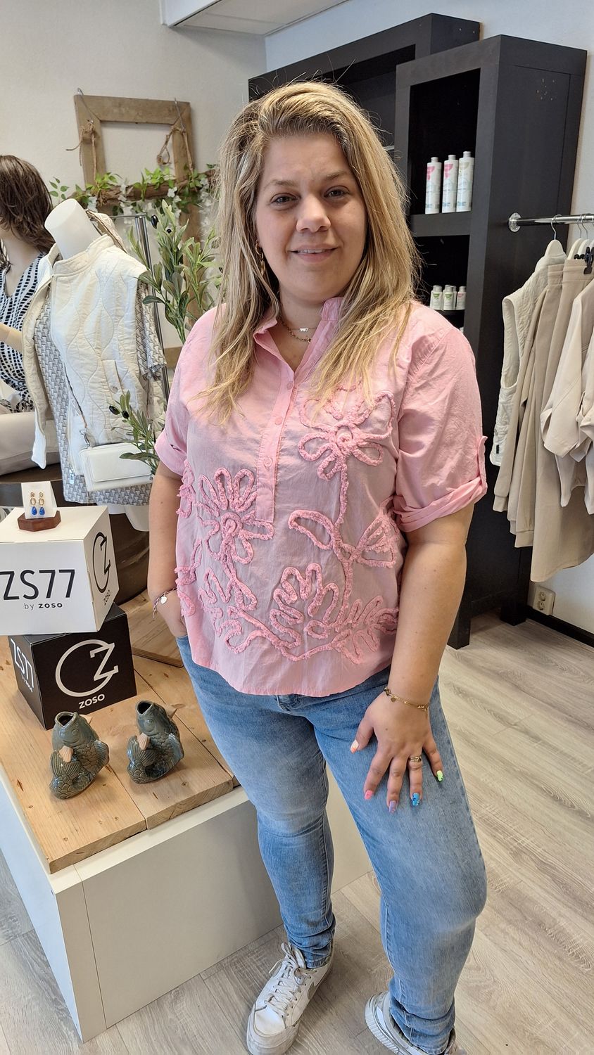 Linnen blouse Fay roze