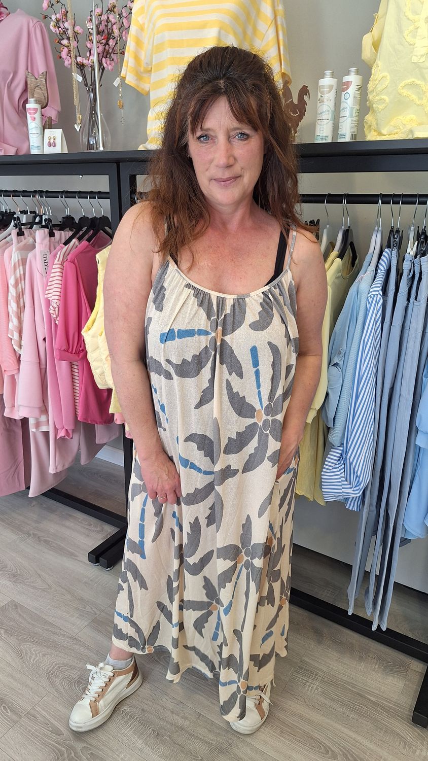 Jurk Ibiza blauw grijs