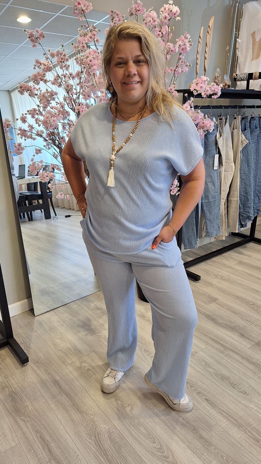 Broek Waffel licht blauw