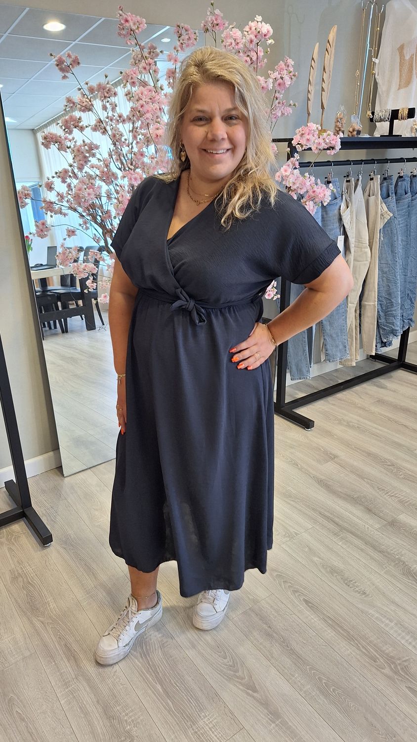 Jurk met overslag donker blauw