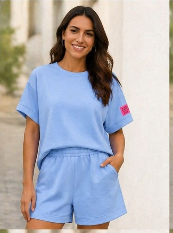 2 delig sportief setje licht blauw