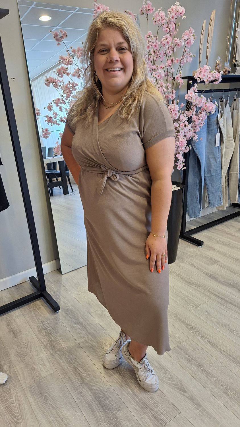 Jurk met overslag taupe