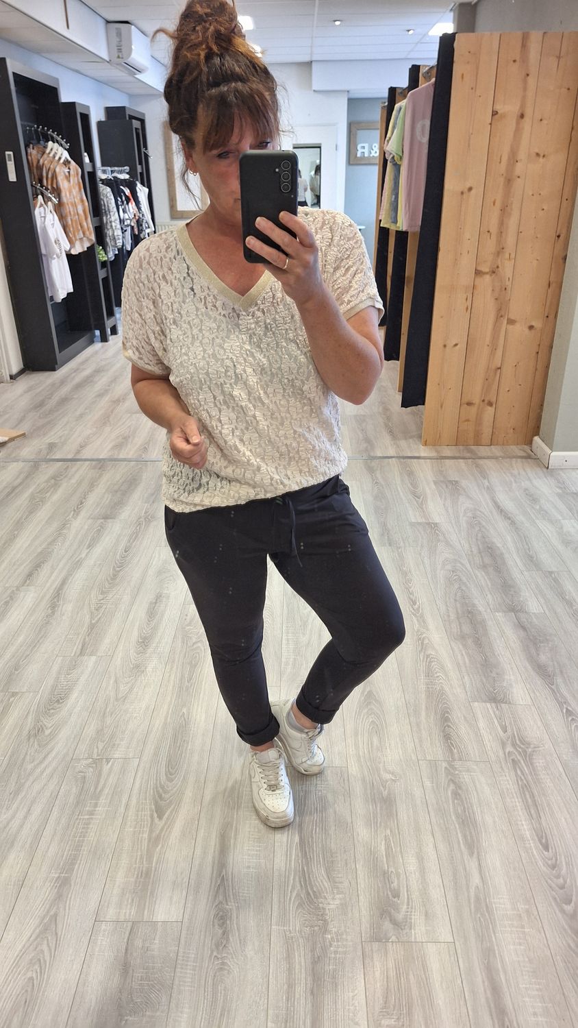 Lace Top v hals beige