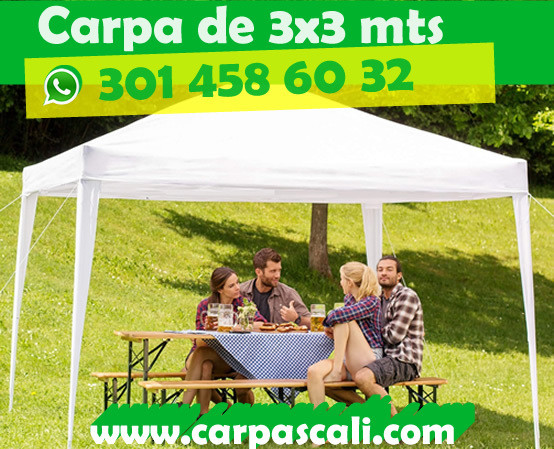 CARPA TOLDO PARASOL DE 3x3 POLIETILENO BLANCO