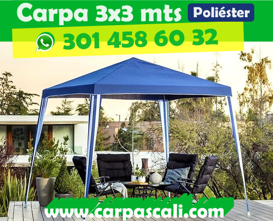 CARPA TOLDO PARASOL DE 3X3 POLIÉSTER AZUL