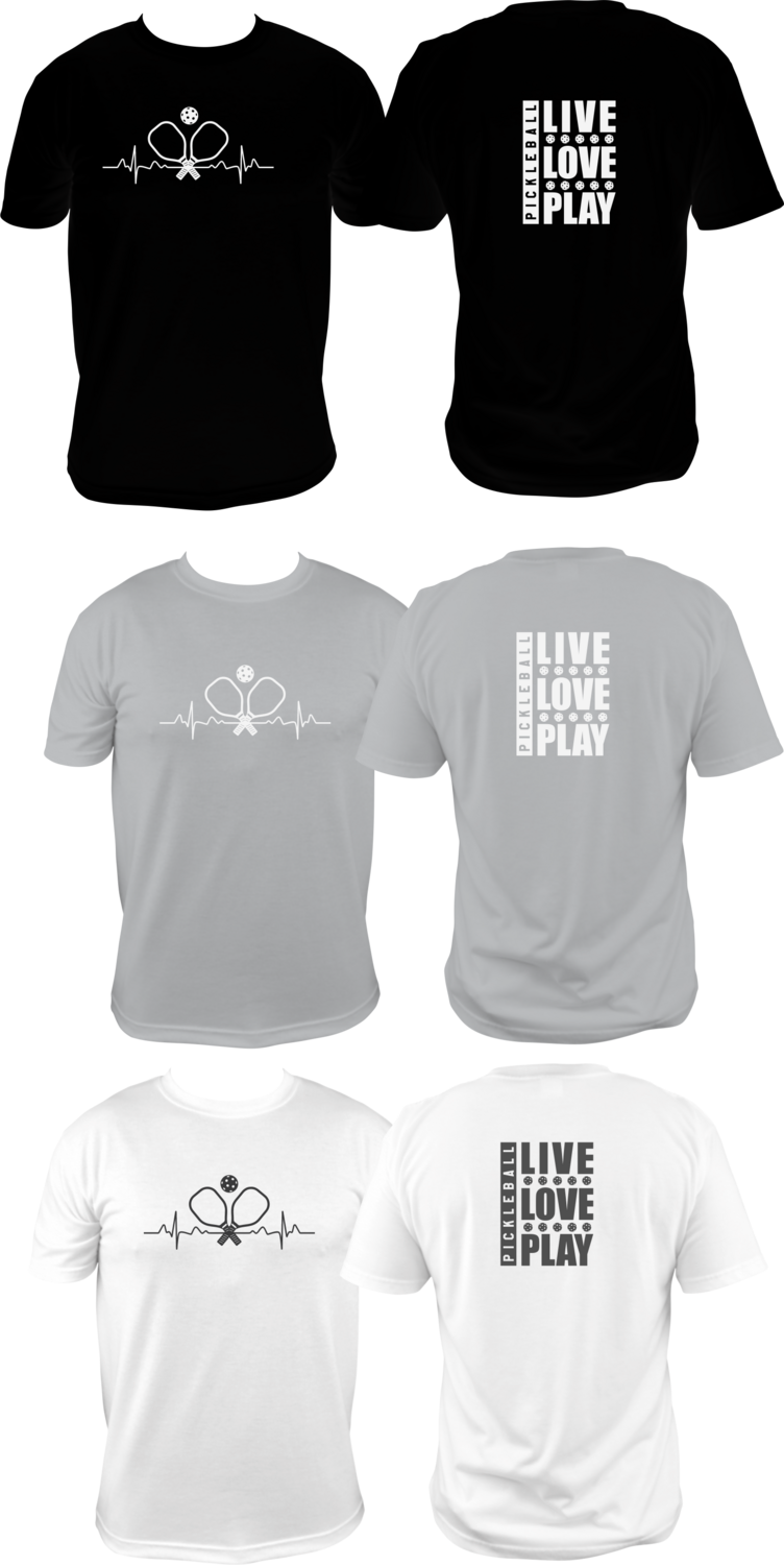PICKLEBALL - HEARTBEAT/LIVE LOVE PLAY- UNISEX COTTON /MOISTURE WICKING T-SHIRTS