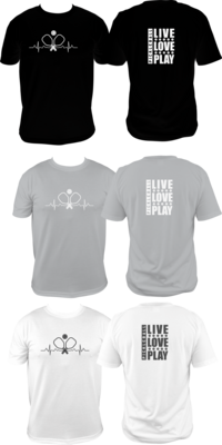 PICKLEBALL - HEARTBEAT/LIVE LOVE PLAY- UNISEX COTTON /MOISTURE WICKING T-SHIRTS