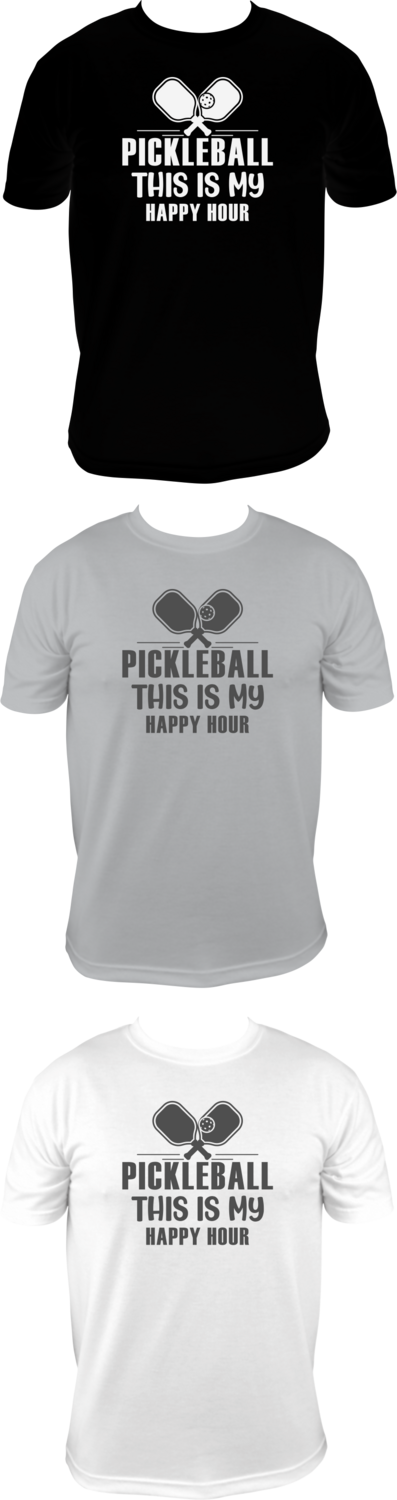 PICKLEBALL - HAPPY HOUR FRONT DESIGN - UNISEX COTTON /MOISTURE WICKING T-SHIRTS