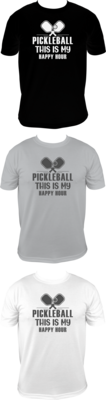 PICKLEBALL - HAPPY HOUR FRONT DESIGN - UNISEX COTTON /MOISTURE WICKING T-SHIRTS