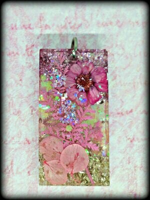 Light Pink Floral Resin Pendant Necklace Charm