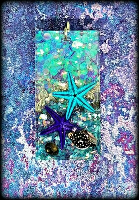 Purple and Aqua Star Fish Beach Resin Pendant Necklace Charm