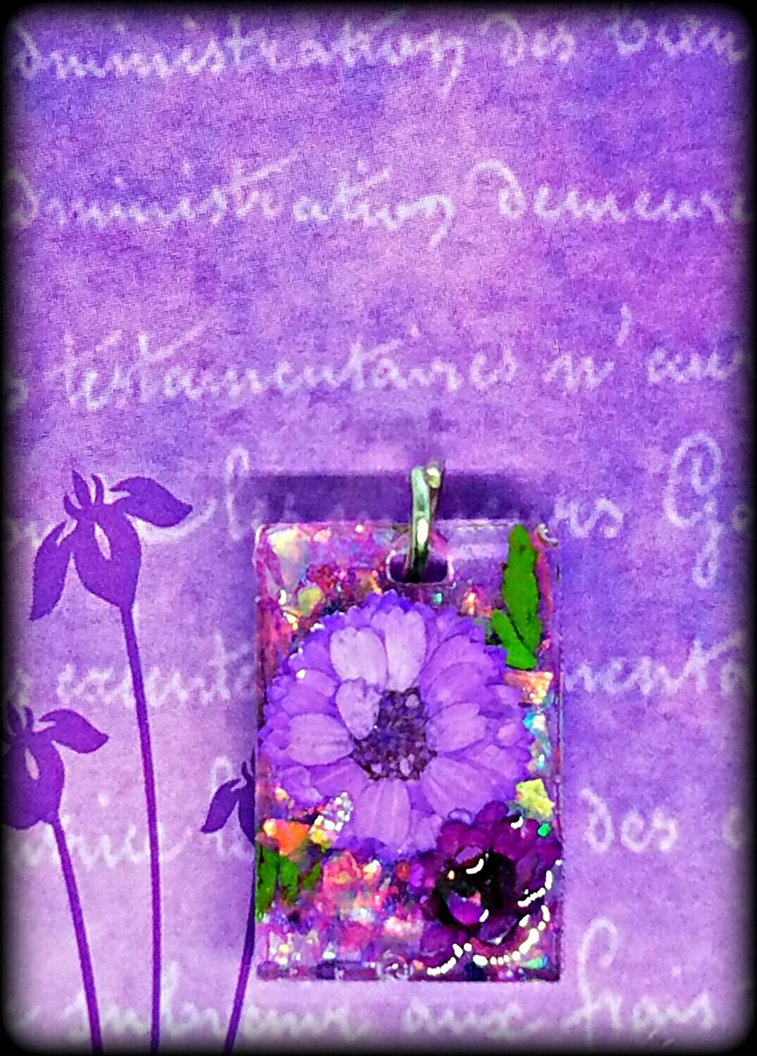 Lovely Lavender Floral Botanical Pendant Necklace