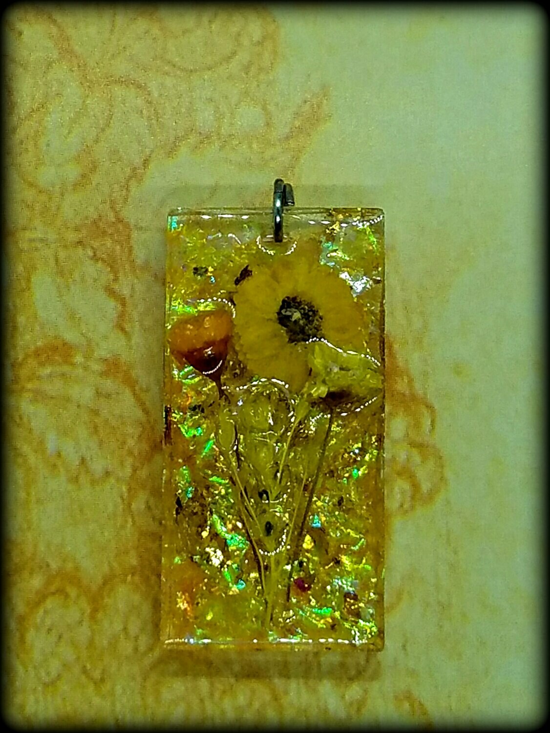 Sunshine Yellow Botanical Flower Resin Necklace Pendant