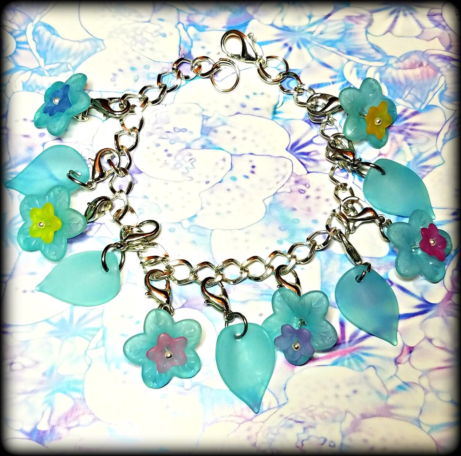 Arctic Blue Flower Charm Bracelet
