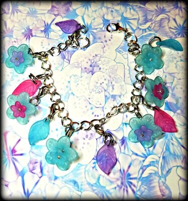 Sky Blue Flower Charm Bracelet