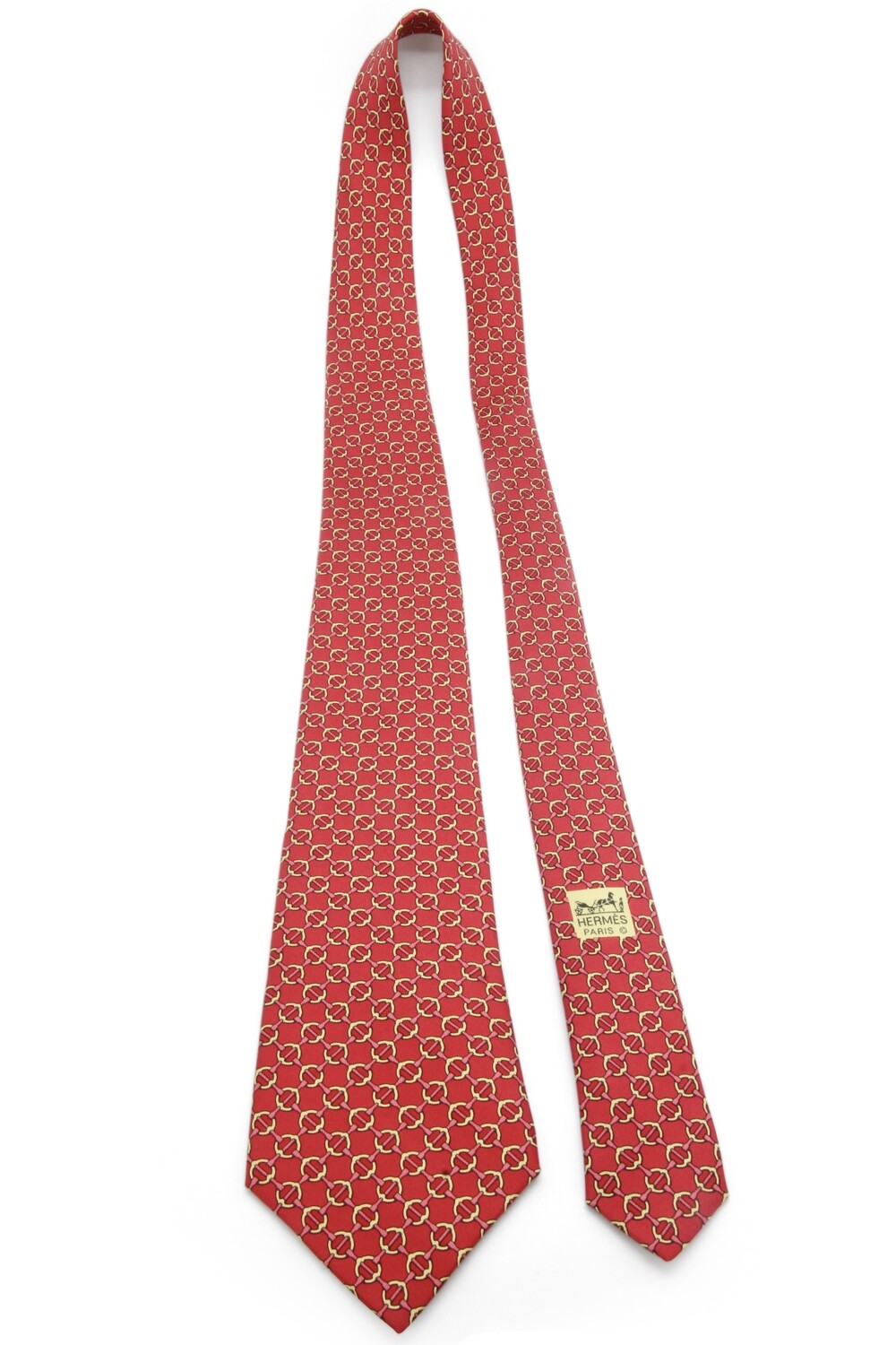 Cravate rouge et jaune Hermès en soie