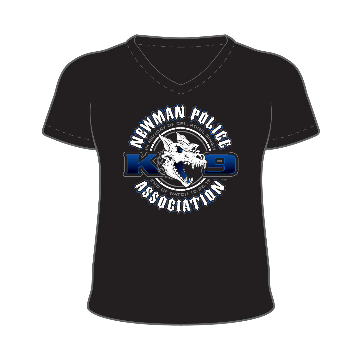 **LIMITED EDITION**Women&#39;s K9 T-Shirt Black &amp; Blue