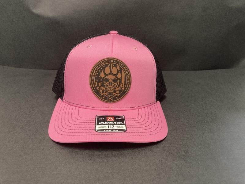 *NEW* PINK AND BLACK W/LEATHER PATCH HAT