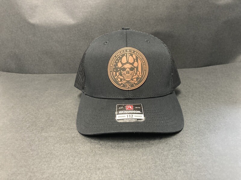 *NEW* ALL BLACK W/LEATHER PATCH HAT
