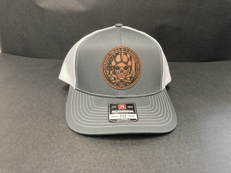 *NEW* CHARCOAL AND WHITE W/LEATHER PATCH HAT