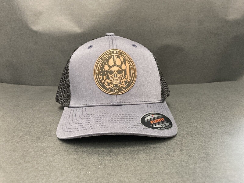*NEW* CHARCOAL AND BLACK W/LEATHER PATCH HAT