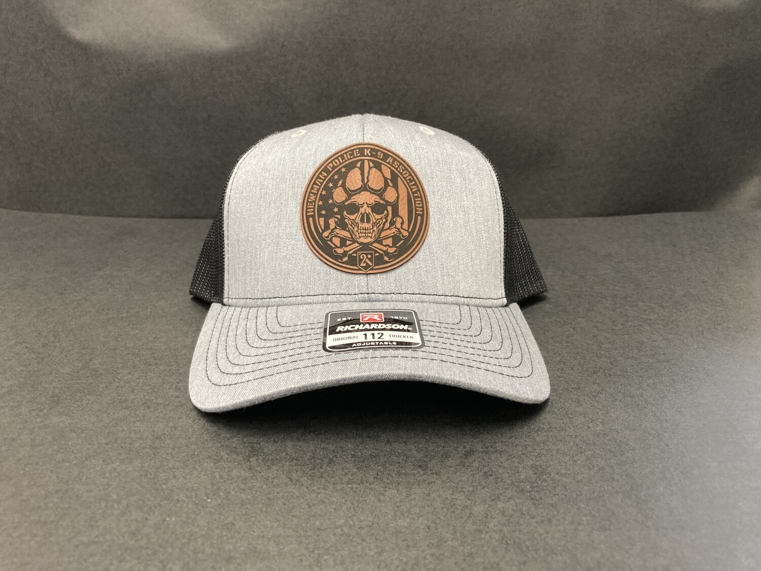 *NEW* LIGHT GRAY AND BLACK W/LEATHER PATCH HAT