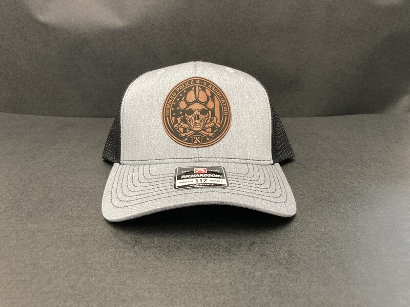*NEW* LIGHT GRAY AND BLACK W/LEATHER PATCH HAT