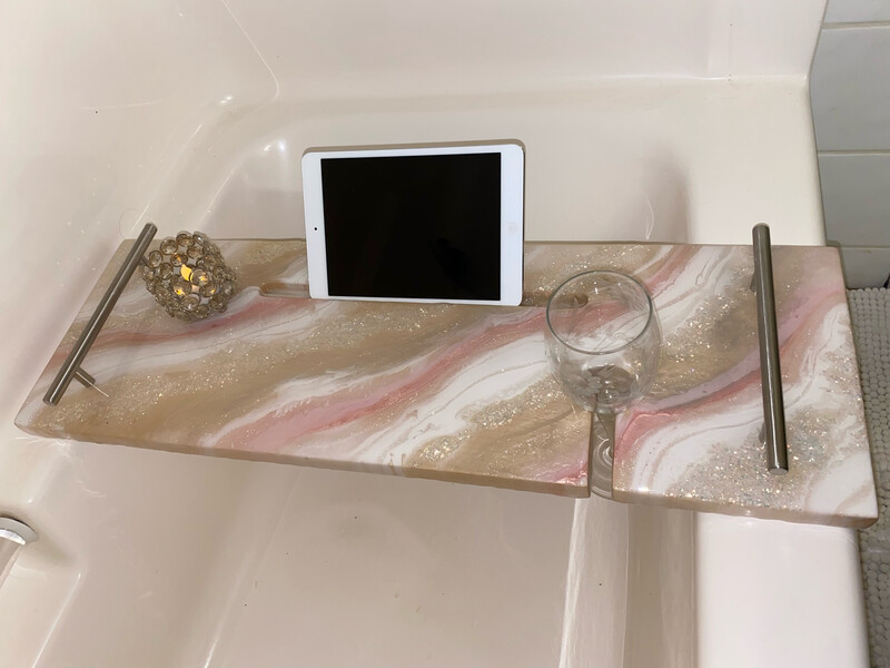 Bath Caddy, Pinks &amp; Whites 27”