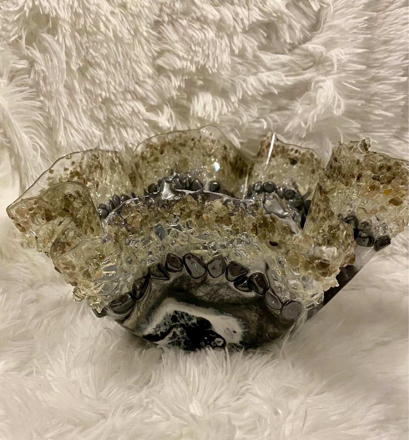 Bowl, Free-Form W Gemstones