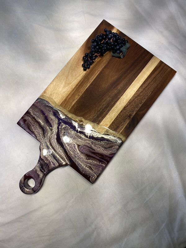 Charcuterie Board Various Plums Gold/silver On Thick Acacia @MukLuk Magpies, Airdrie