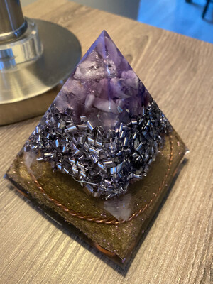 Orgonite Pyramid Amethyst Purple 4”h x 3 1/2”w