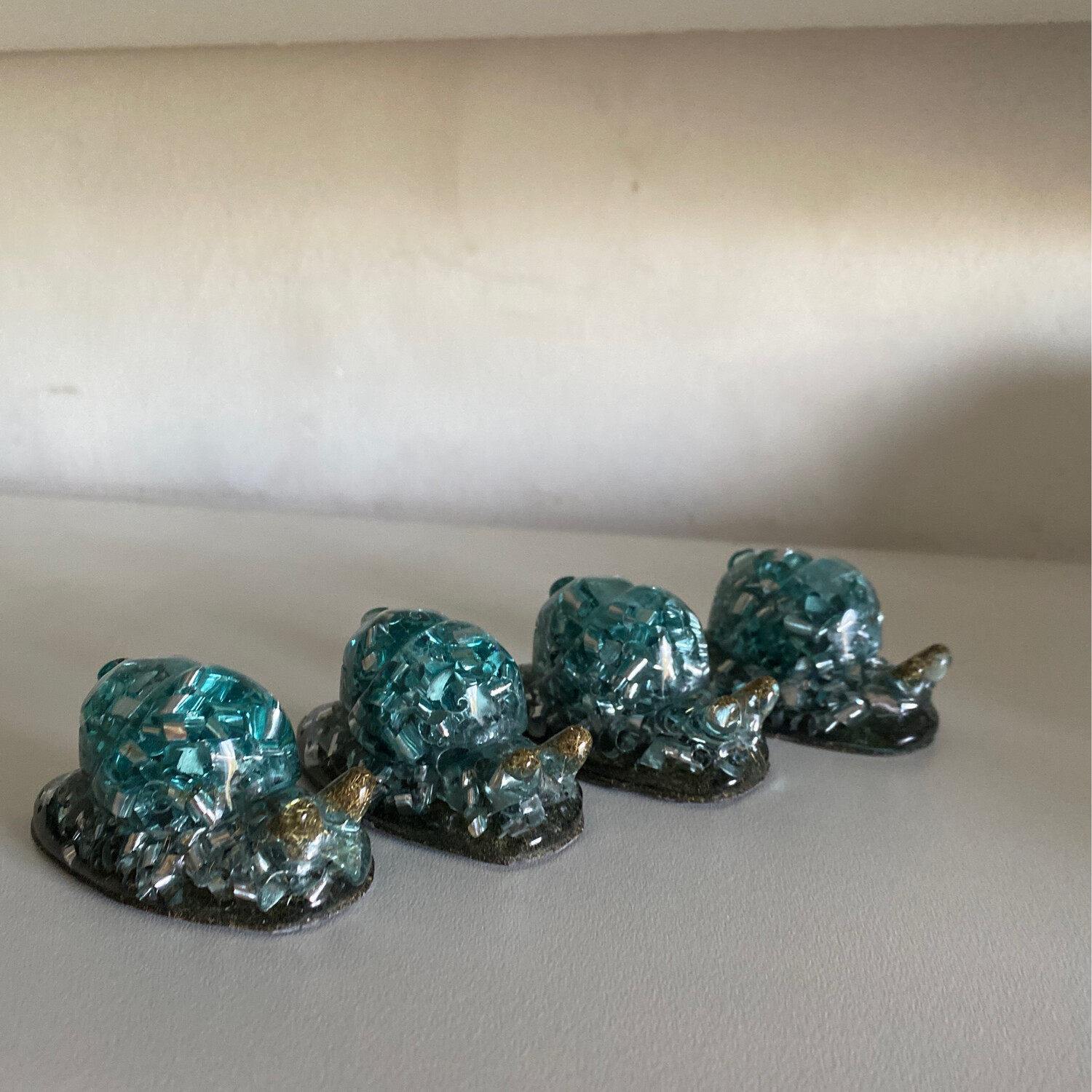 Orgonite Snail, Aqua, 2.5”w