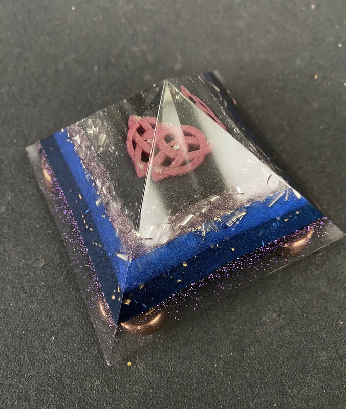 Orgonite Cheops 8 sided Pyramid. purple blue