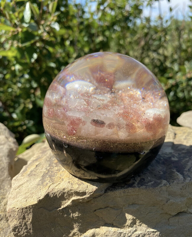 Orgonite Sphere M (3 1/8” diam) purple blue