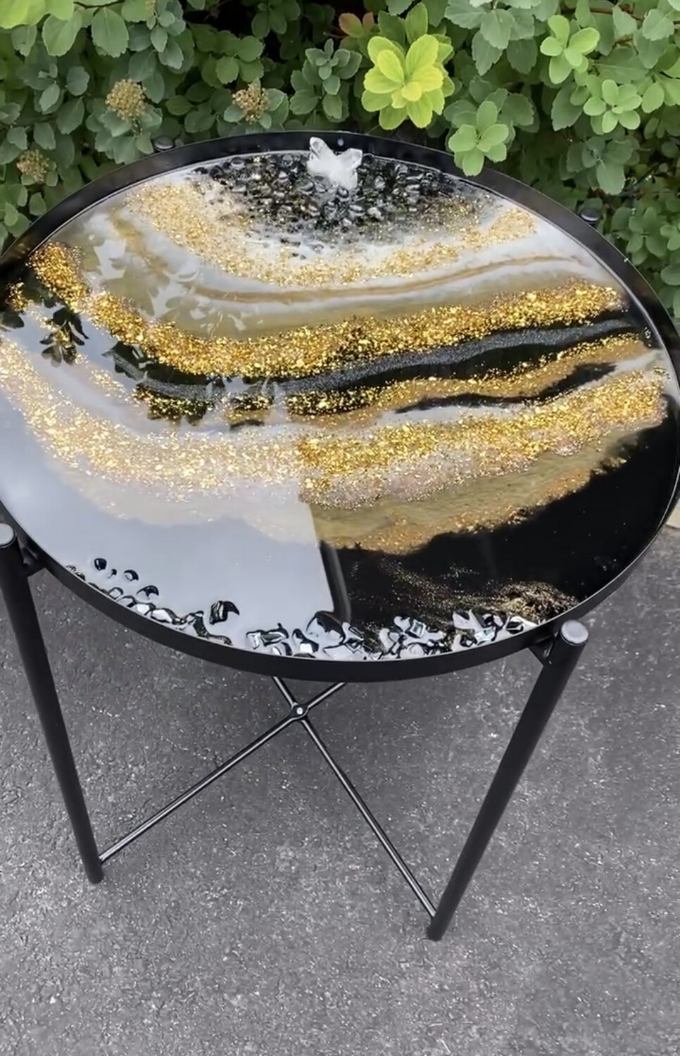 Tray Table, Black Gold White SOLD