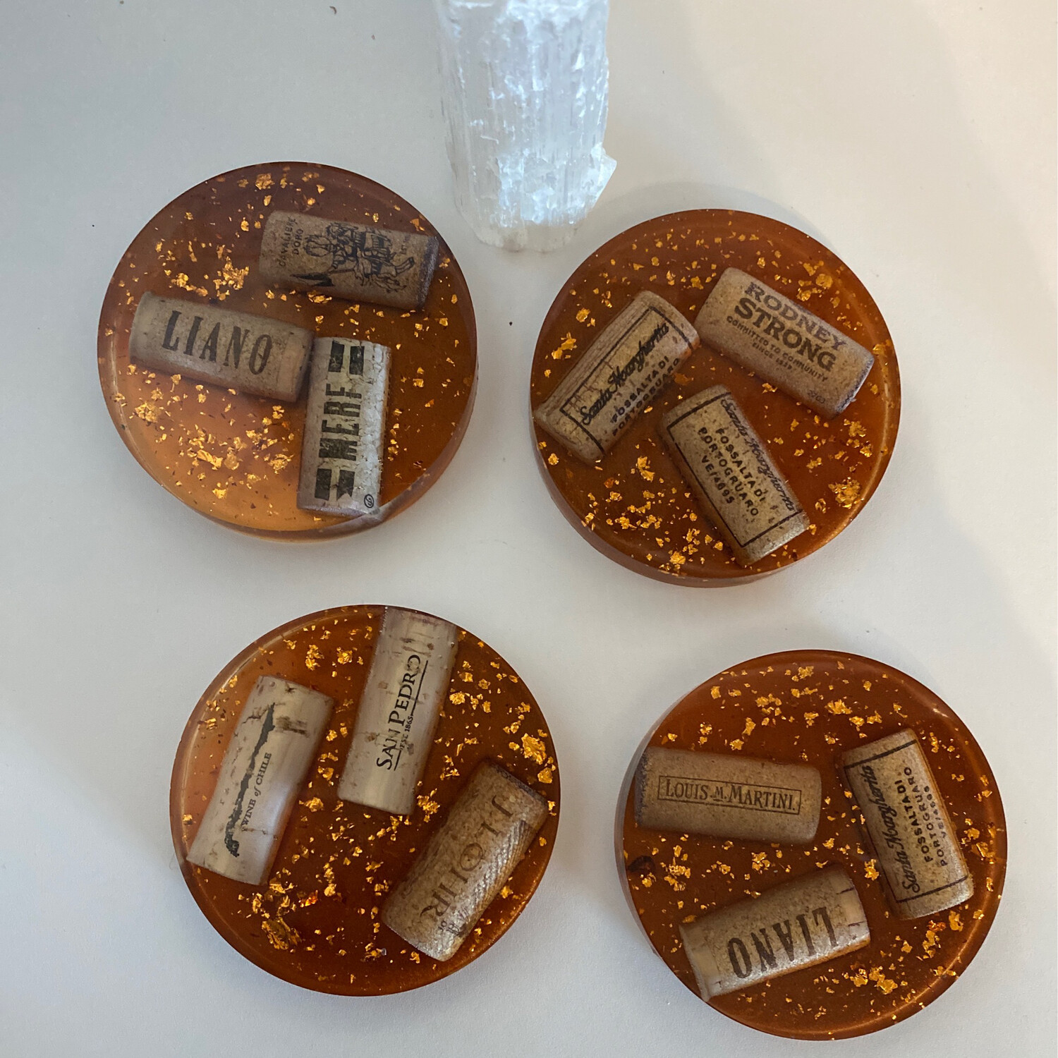 Coasters Wine Cork Cinnamon W Copper Flake