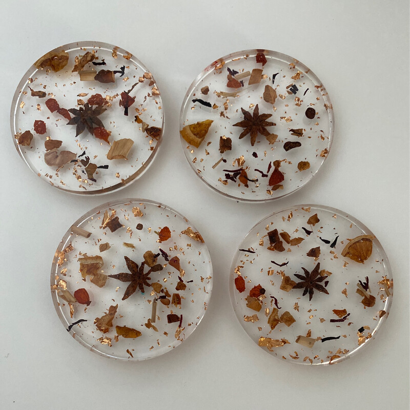 Coasters Tea Leaves N Rose Gold Flakes