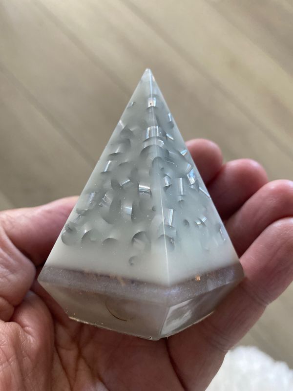 Orgonite Pyramid Hexagonal 2.7”h, &amp; Ring Holder