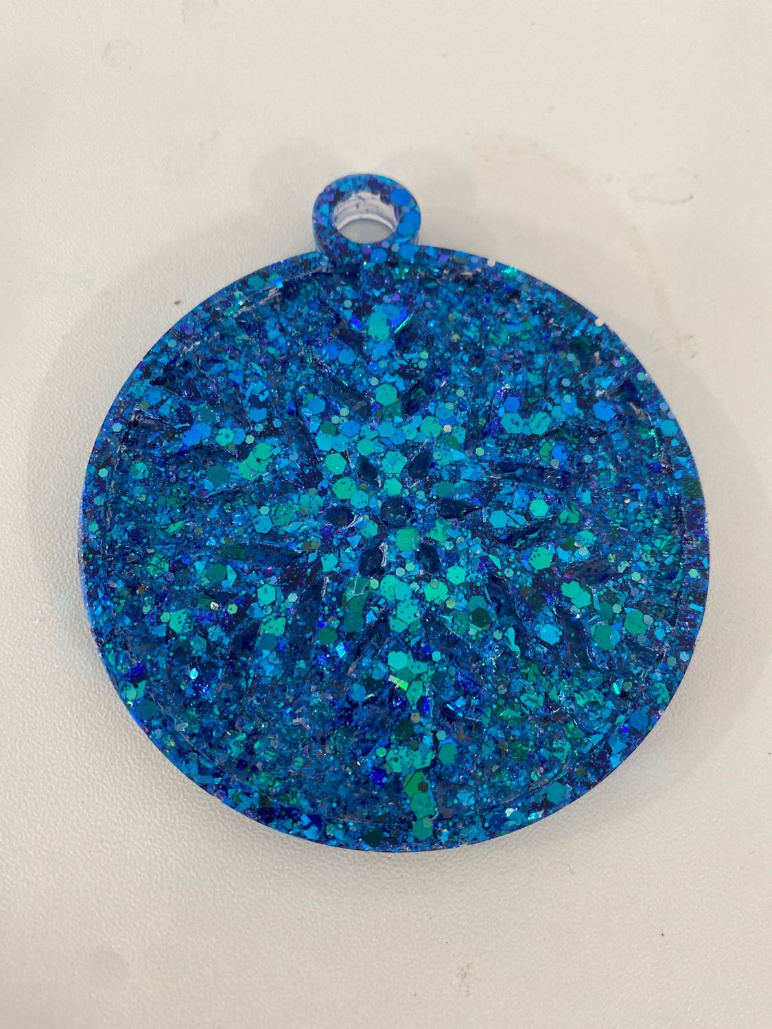 Christmas Ornament Resin 3” Druzy Snowflake