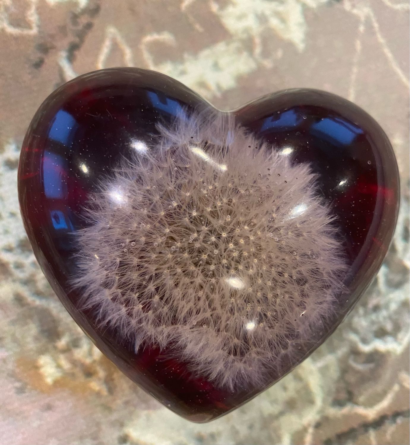 Dandelion Fluff/Wish Casting In Bubble heart
