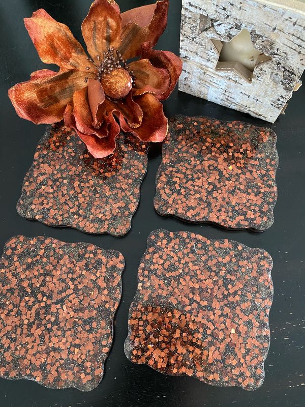 Coasters Solid Resin, Square W Scallop Edge, 4.5”w