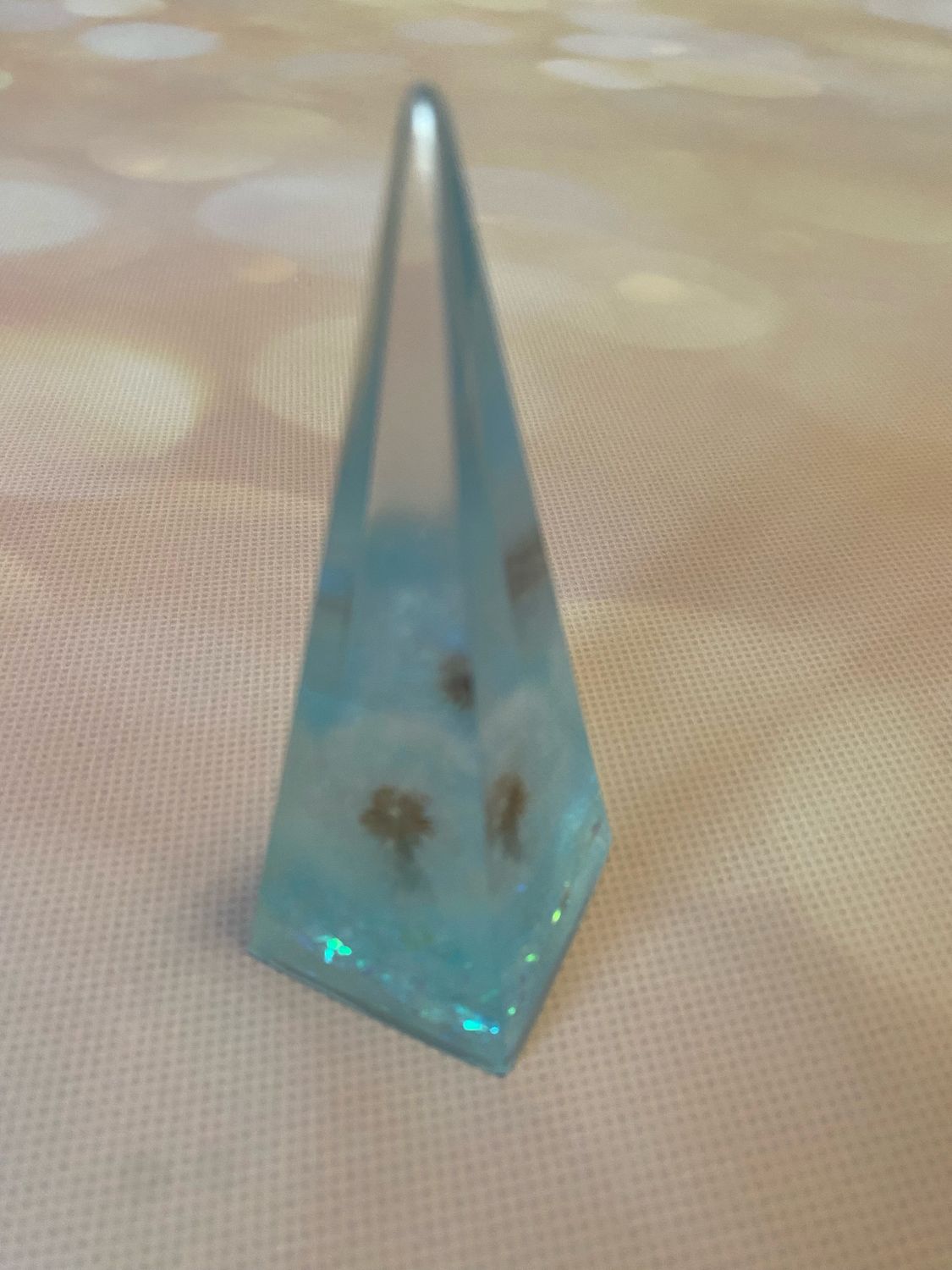 Dandelion Fluff/Wish In Pillar Pyramid Style Ring Holder Shape 4” X 1.5”