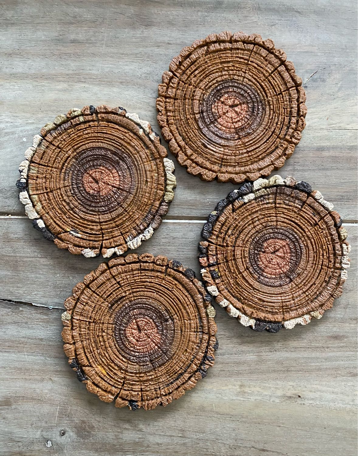 Coasters, Tree Ring style, Highly Textured
