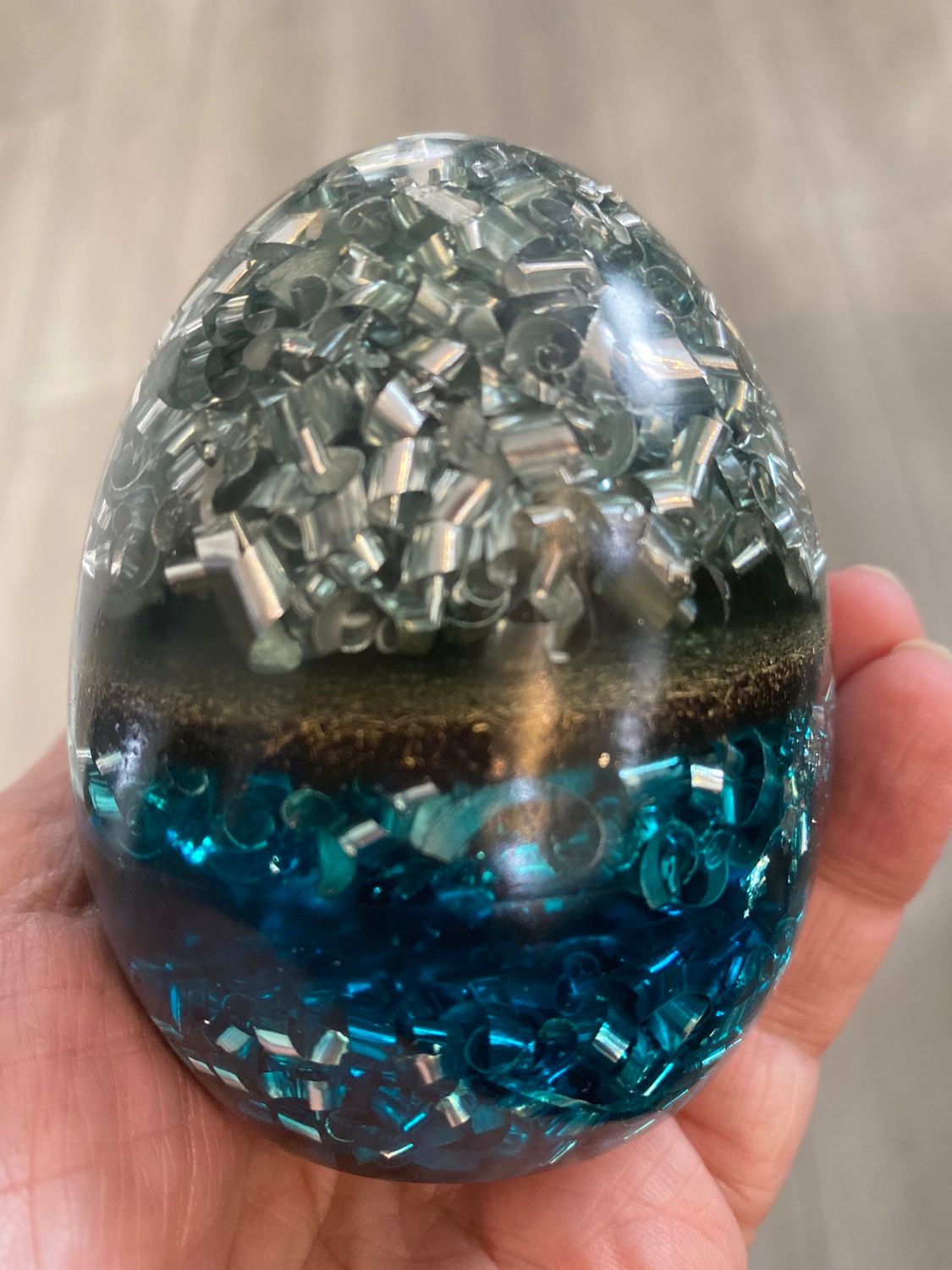 Orgonite Egg Shape Turquoise Blue Silver