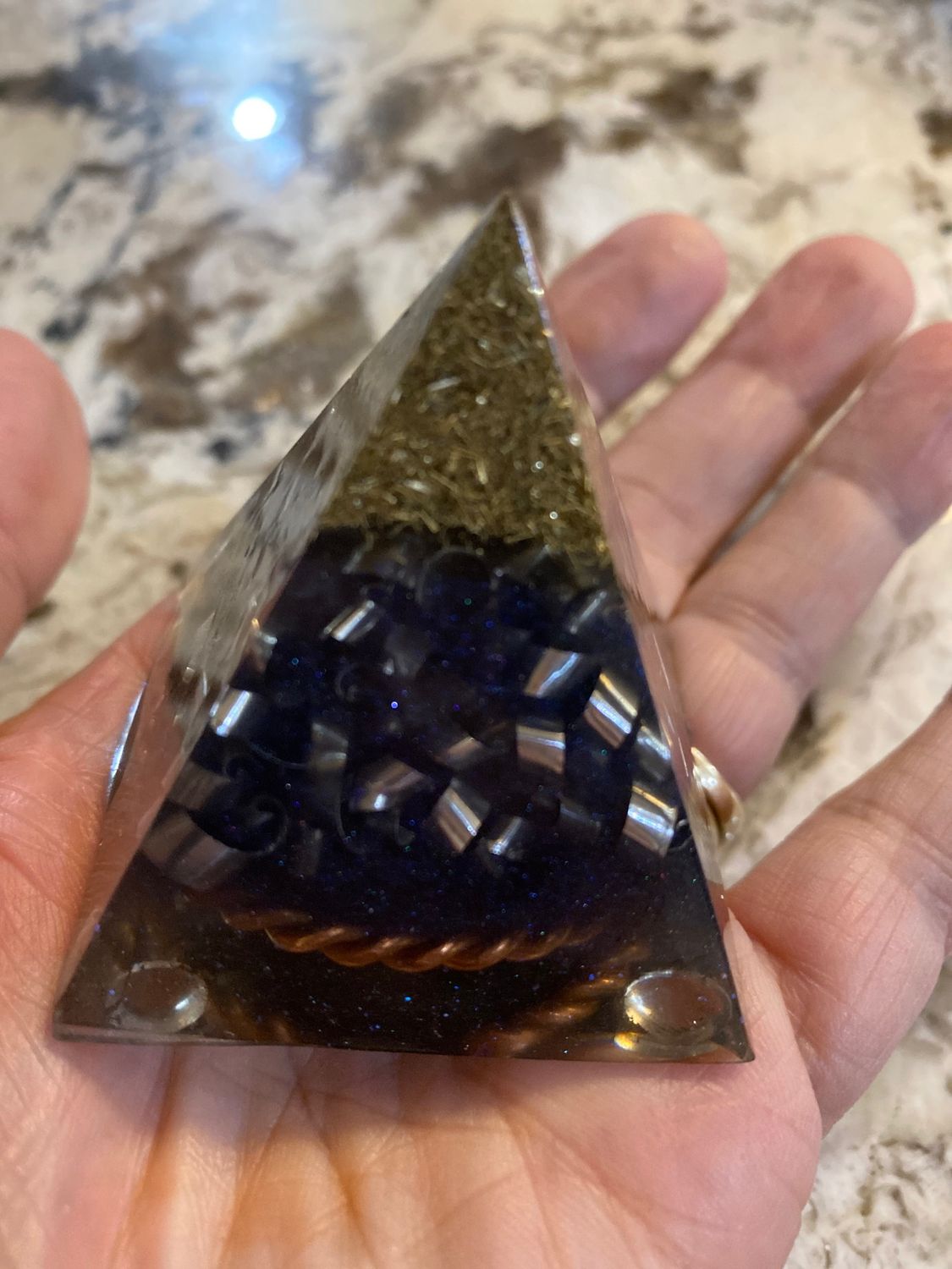 Orgonite pyramid Small, 2.2” Black Gold