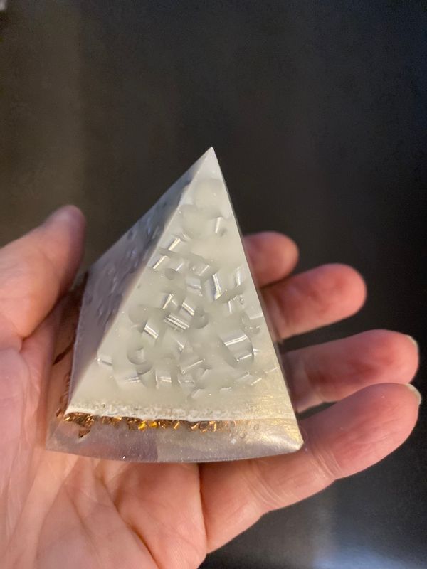 Orgonite pyramid Small, 2.6”h, White