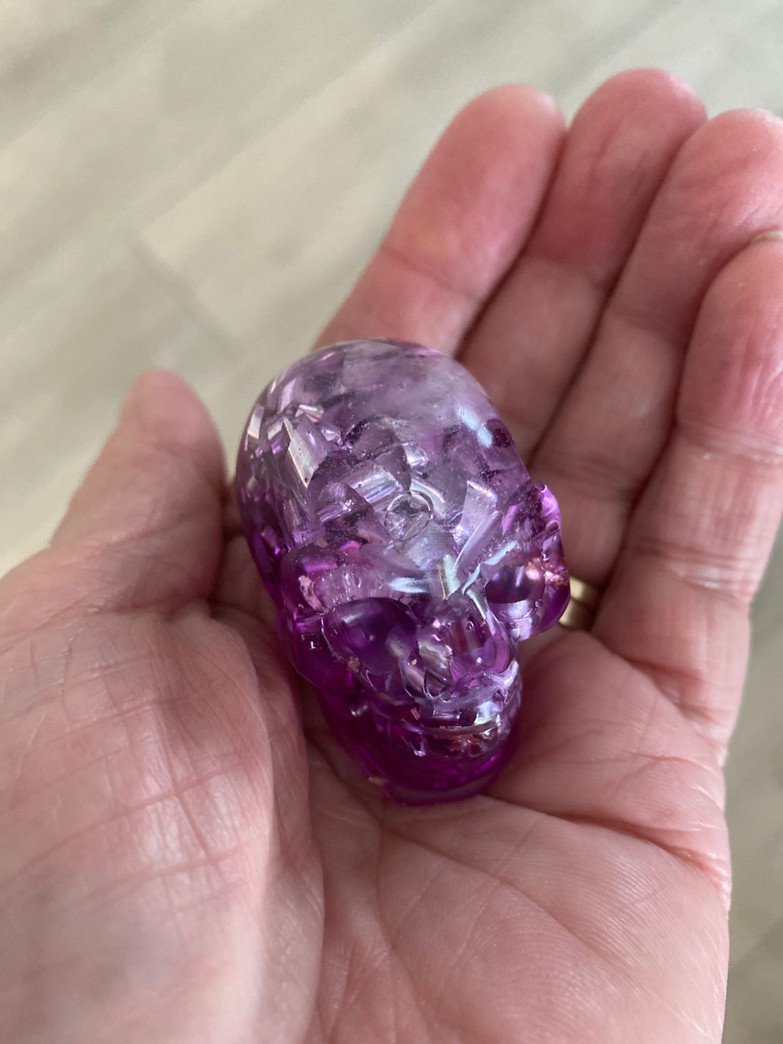 Orgonite Skull, Purple, 2”L X 1.3”w X 1.5”h