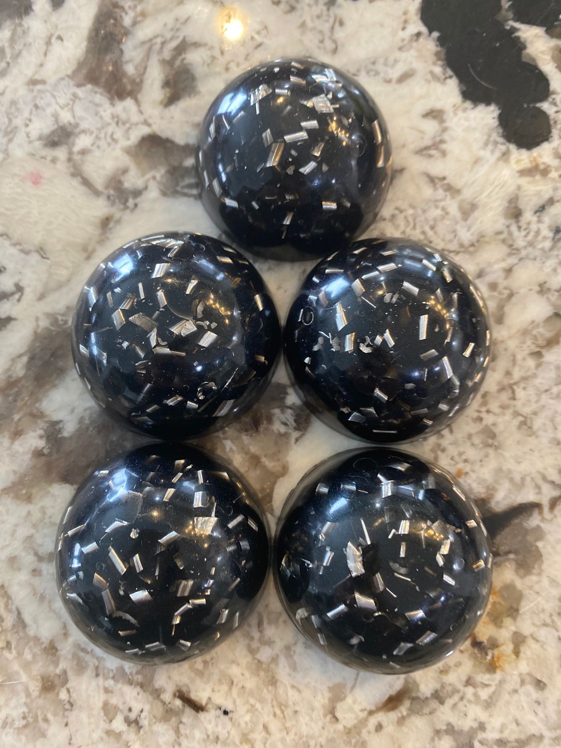 Orgonite 1/2 Dome/Sphere Black Or Aqua 2”w