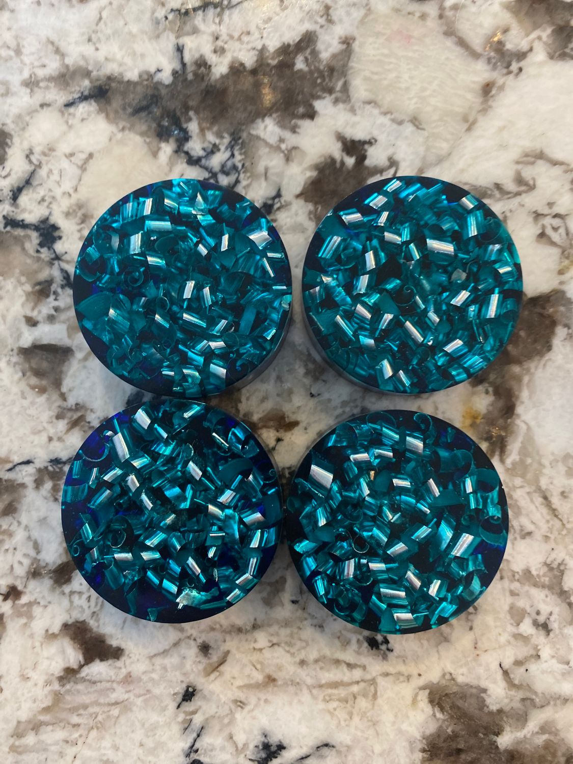 Orgonite TB Mini Puck Teal &amp; Blue, 1.75”w